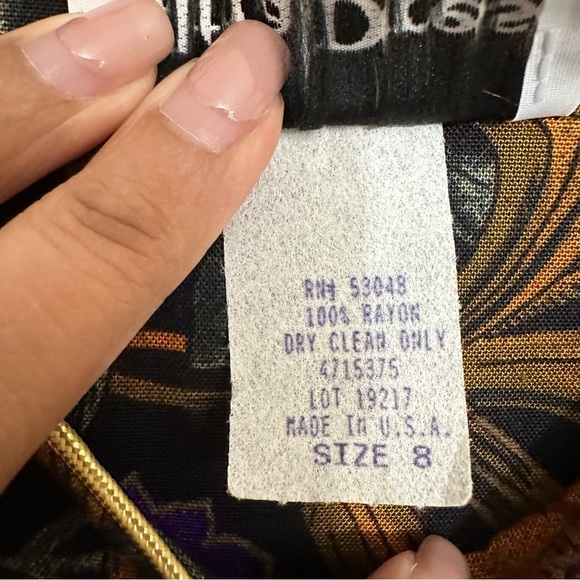 90s Vintage Ultra Dress Women's Floral Blouse Top in Black Purple Orange sz 8 - Picture 7 of 11